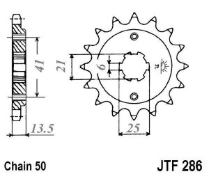 Priekinė žvaigždė JT JTF 286-16 16T, 530